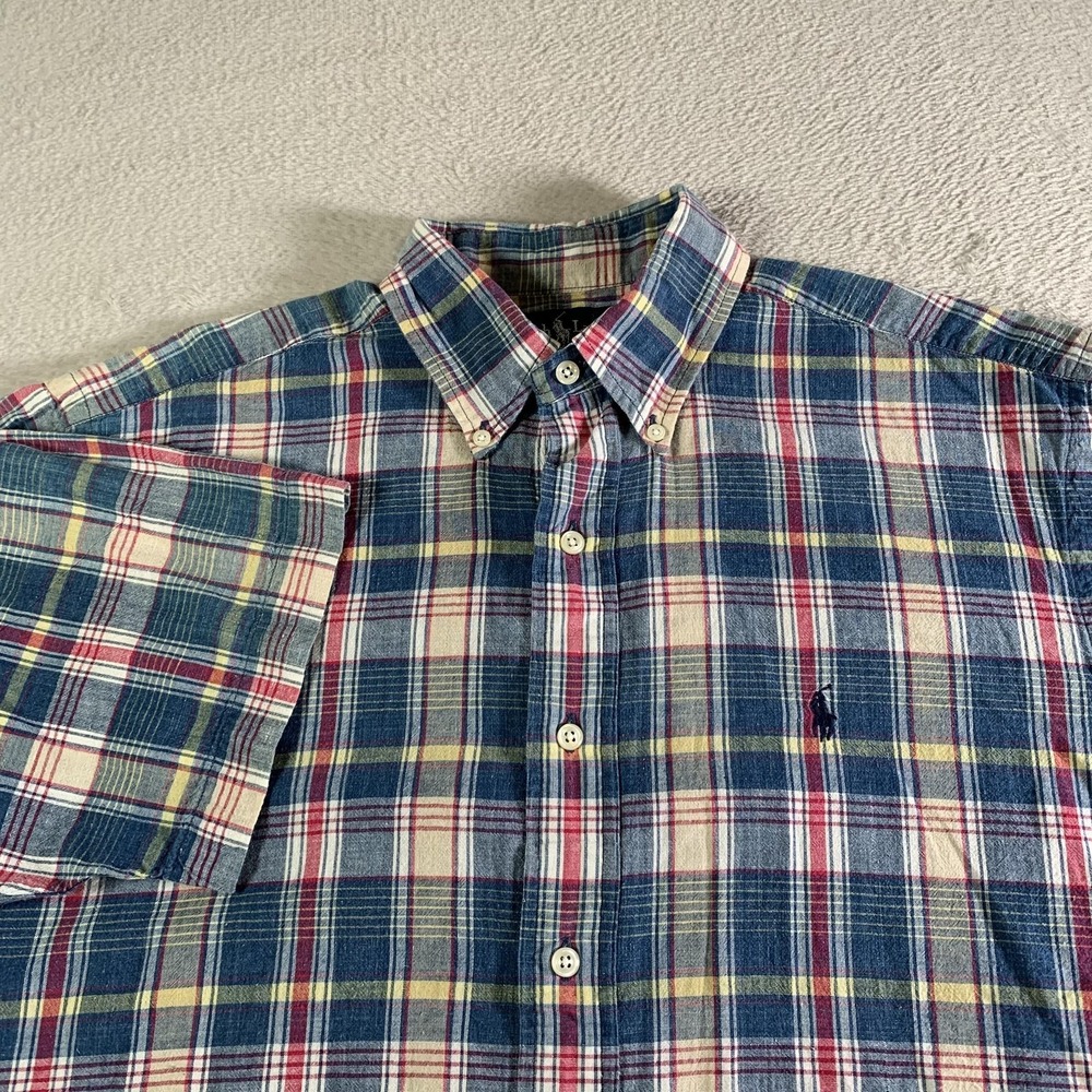 Ralph Lauren Blake Shirt Mens Small Multicolor Plaid Button Down Short‎ Sleeve